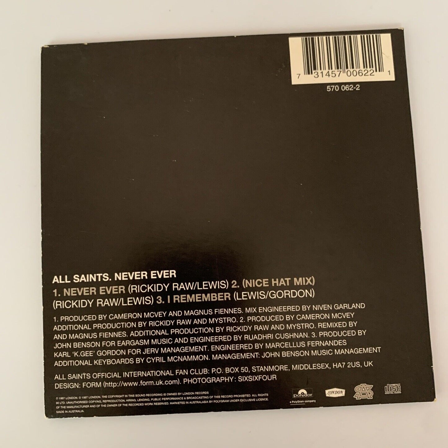 All Saints – Never Ever  (CD, 1997) Single