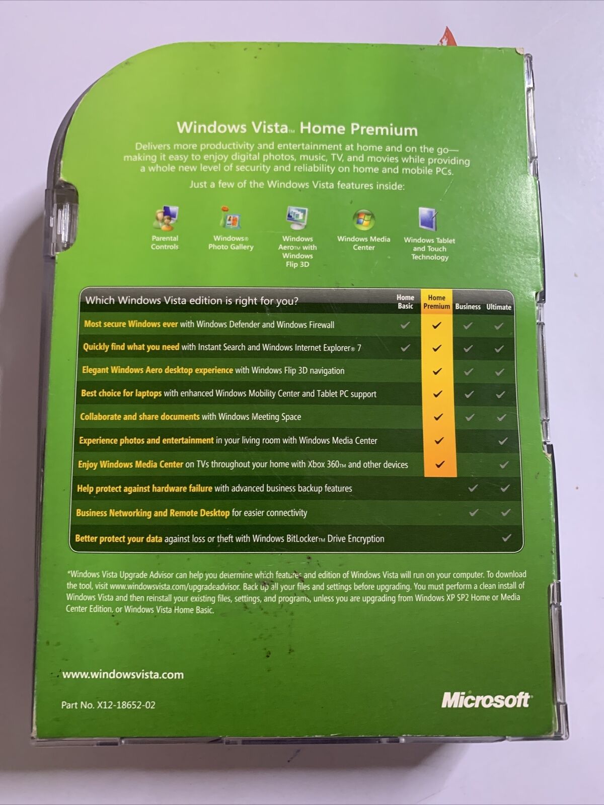 Microsoft Windows Vista Home Premium Upgrade DVD