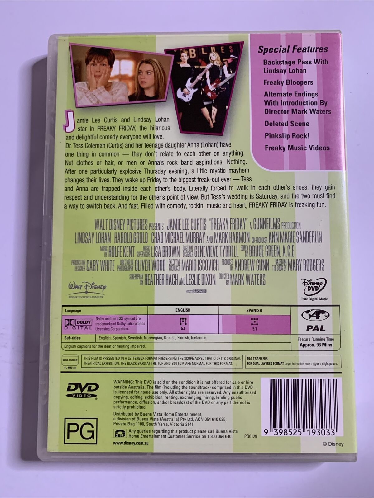 Freaky Friday  (DVD, 2003) Disney Film - Lindsay Lohan Region 4