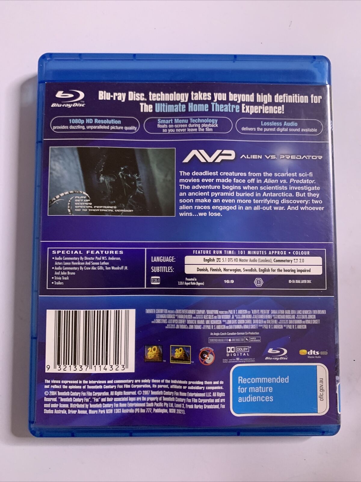 Alien vs Predator  (Blu-ray, 2004) Raoul Bova, Lance Henriksen Region B