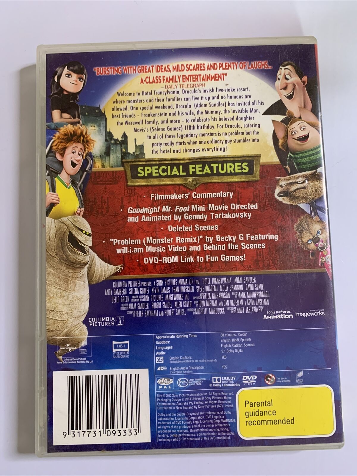 Hotel Transylvania (DVD, 2012) Jon Lovitz, Steve Buscemi, Adam Sandler  Region 4