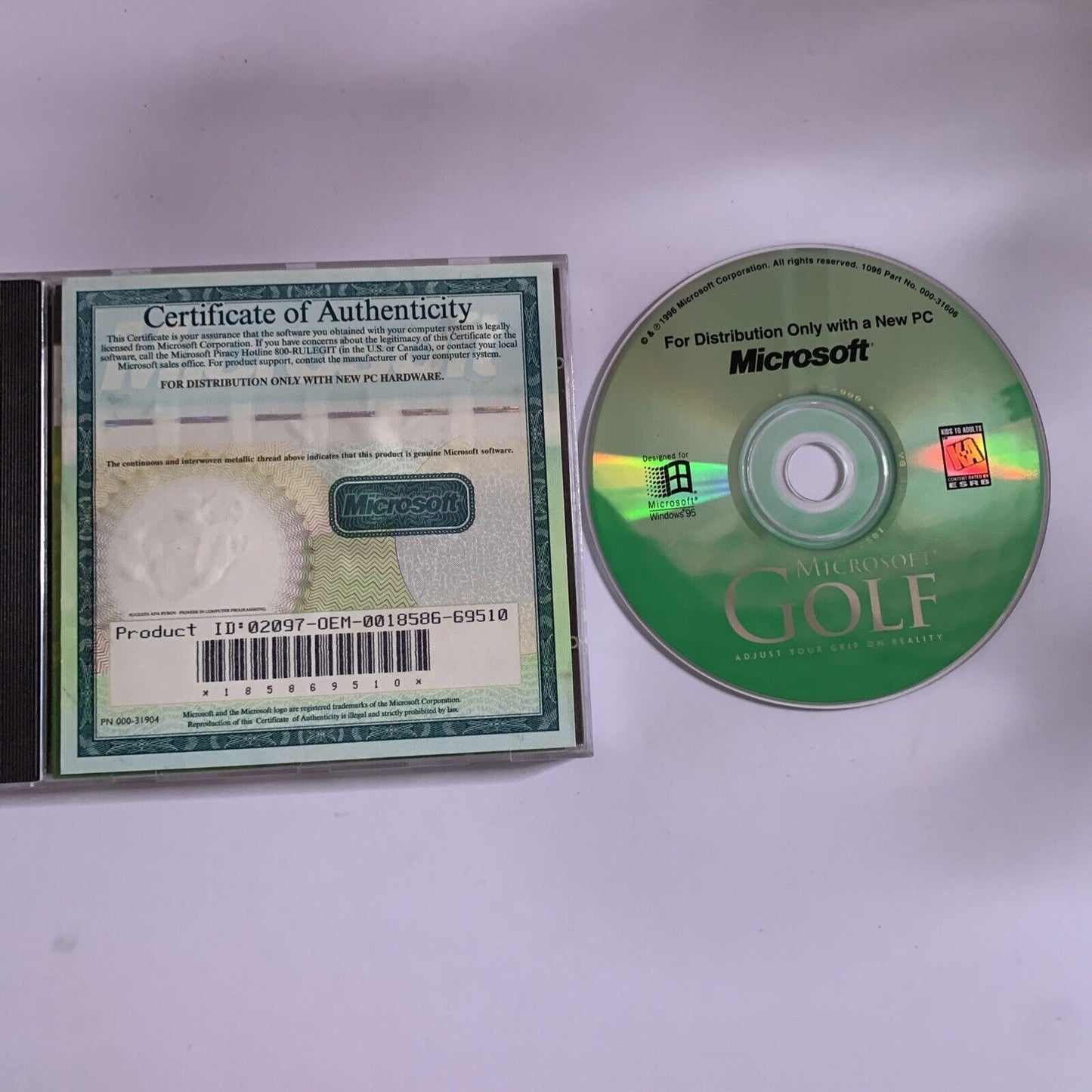 Microsoft Golf - PC CD-ROM 1996 Game for Windows 95