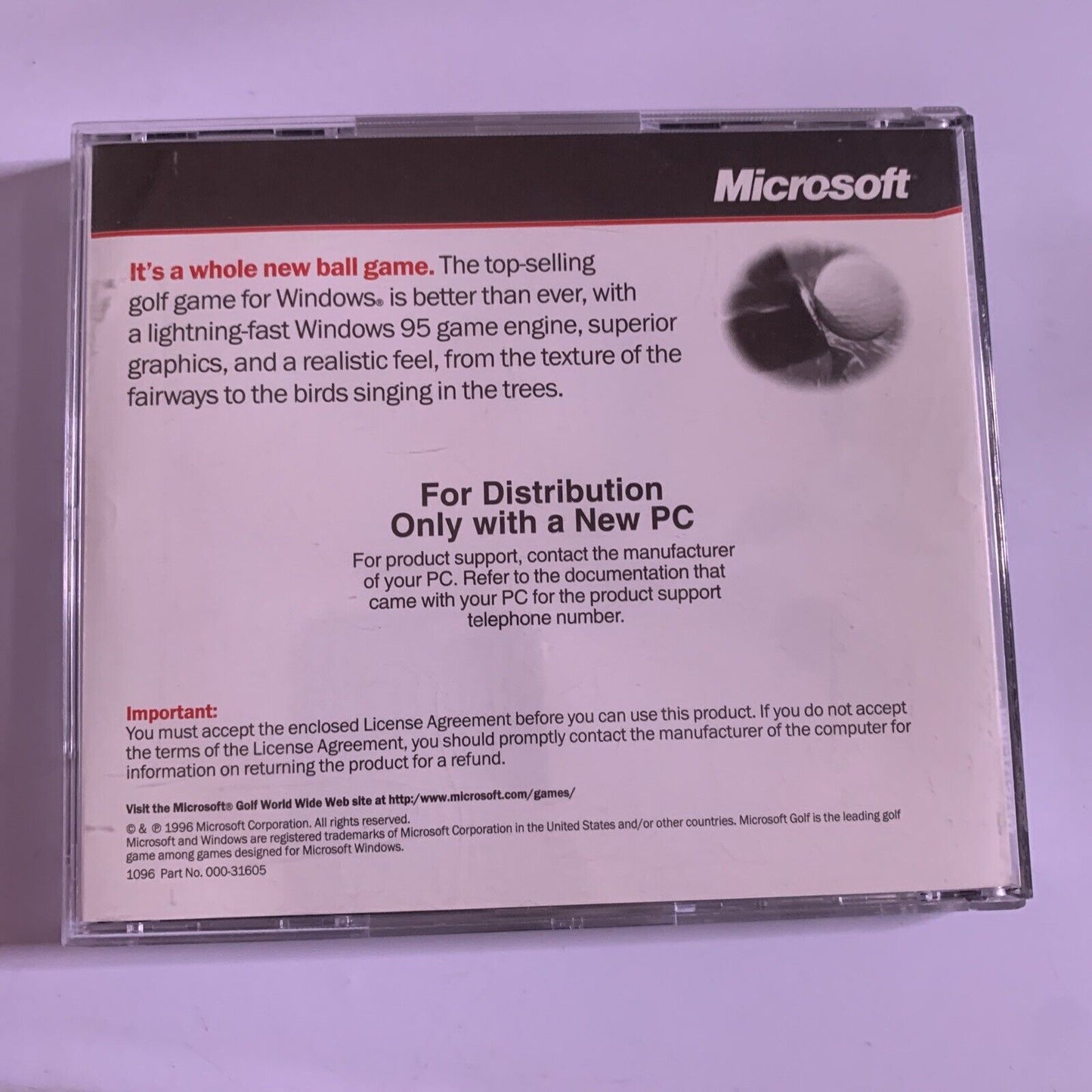 Microsoft Golf - PC CD-ROM 1996 Game for Windows 95