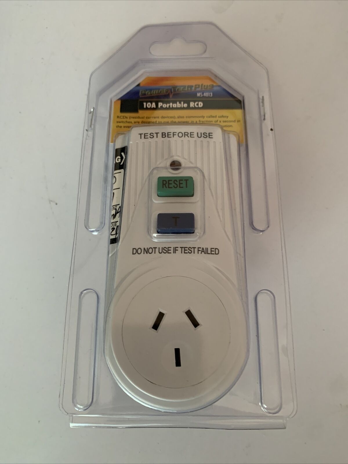 Power Tech Plus Single RCD Safety Switch Outlet 10A Portable RCD  MS4013