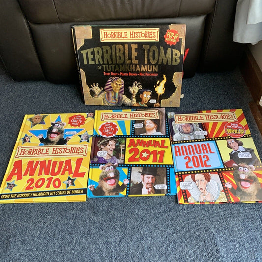 3x Horrible Histories Annual 2010-12 + Terrible Tomb Of Tutankhamun Books