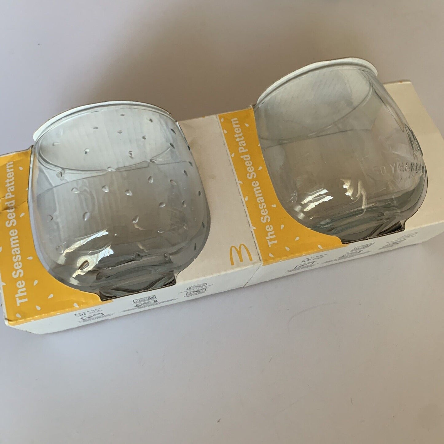 McDonalds 50 Years Of Macca's Glass Wobble Mugs Cup Sesame Seed Patter ...