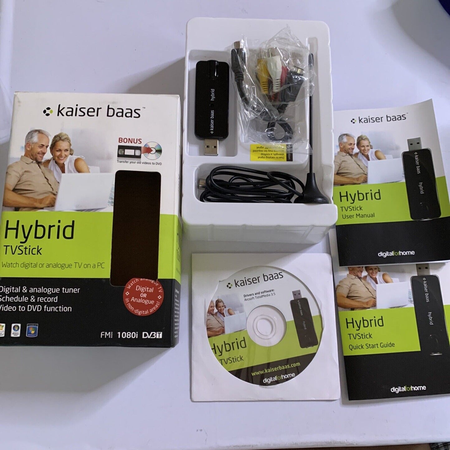 Kaiser Bass Hybrid Digital DVB-T TV USB Stick and RCA Analog Recording for PC
