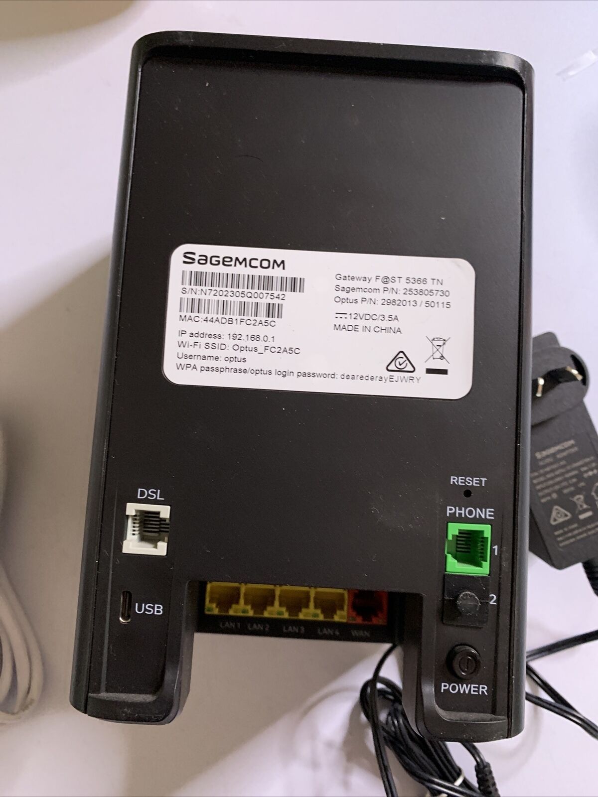 Optus Gateway Fast 5366 TN Wireless NBN WiFi Router – Retro Unit