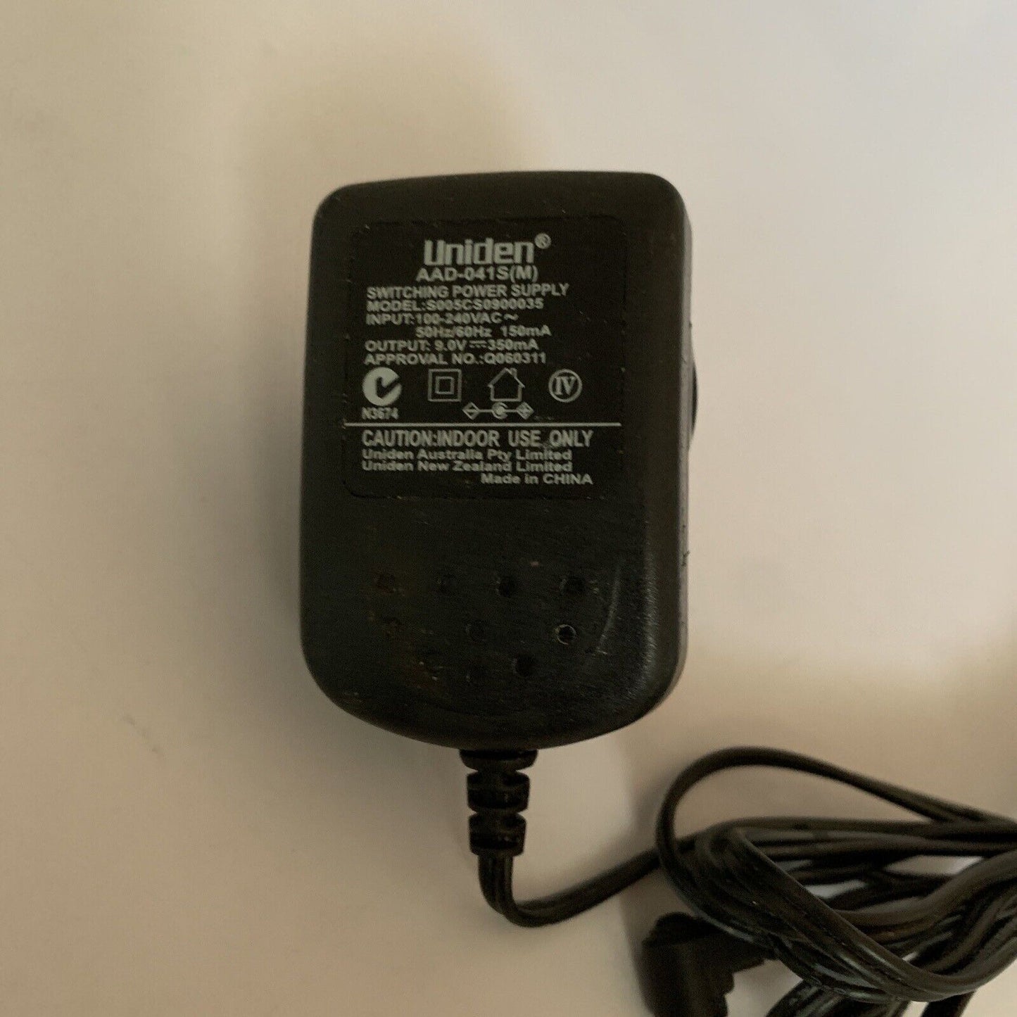 Genuine Uniden AAD-041S(M) Power Supply 9v 350mA  AC Adapter
