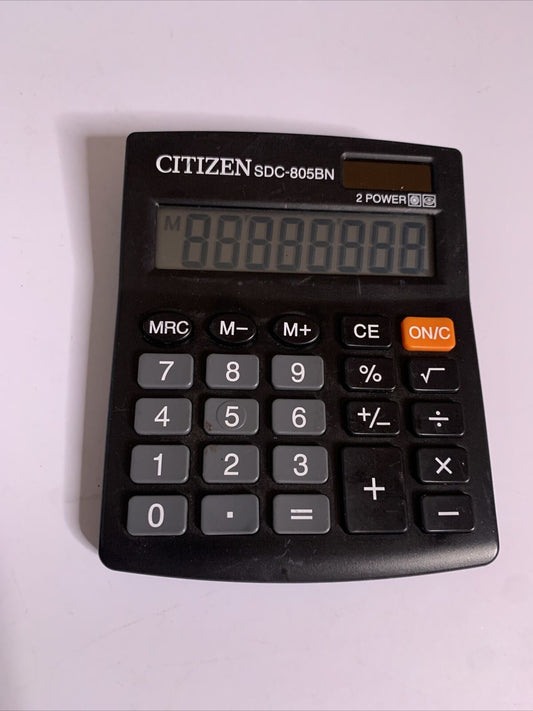 Citizen Calculator 8 Digit mini-desktop Large Display SDC-805BN Solar Powered