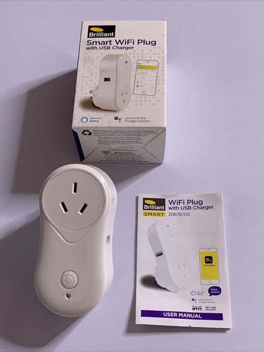 Brilliant Smart WiFi Plug with USB Charger