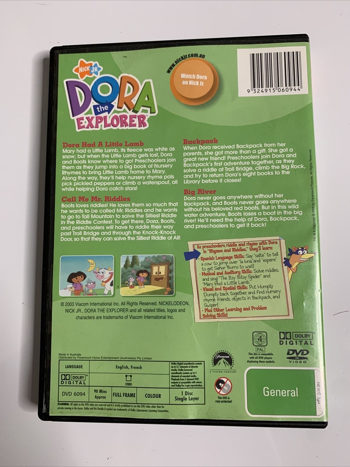 Dora The Explorer - Rhymes And Riddles (DVD. 2006) Region 4 – Retro Unit