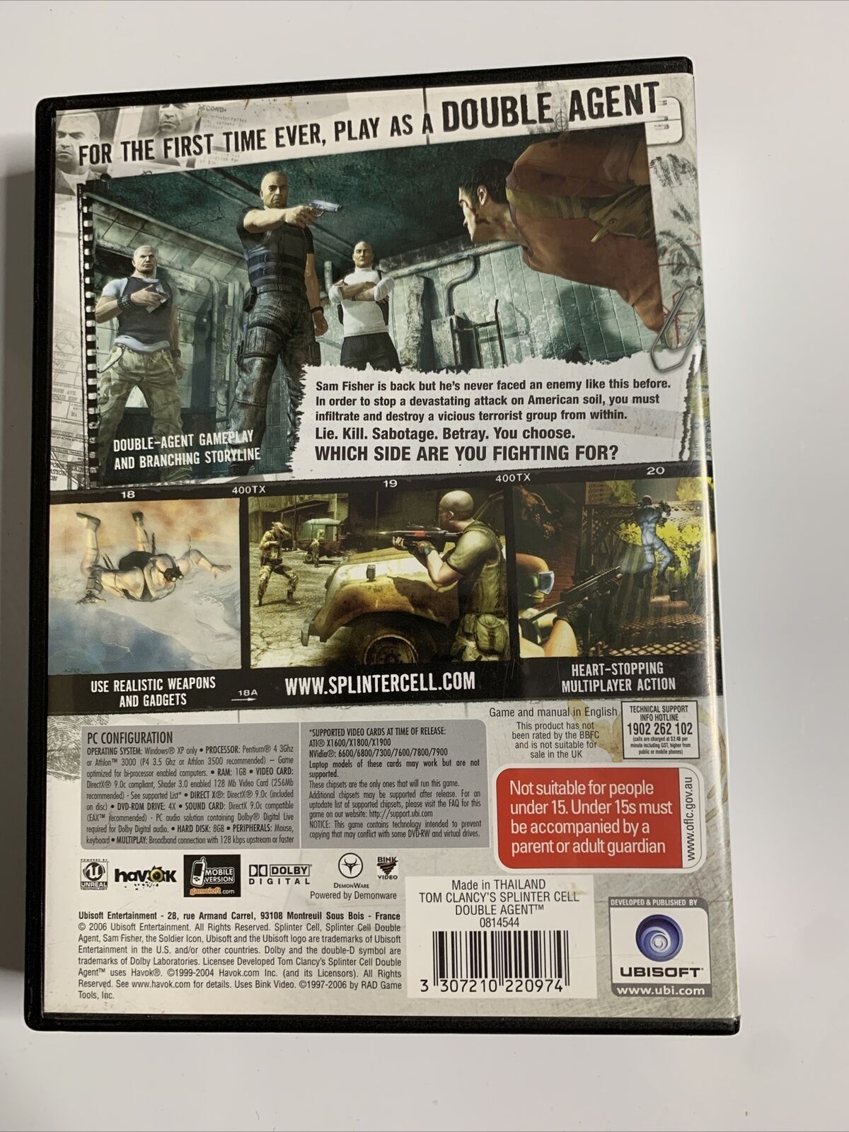 Splinter Cell Double Agent PC DVD-ROM Windows Game with Manual