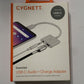 Cygnett Essentials USB-C Audio 3.5mm Port and Charger Adapter Adapter NEW