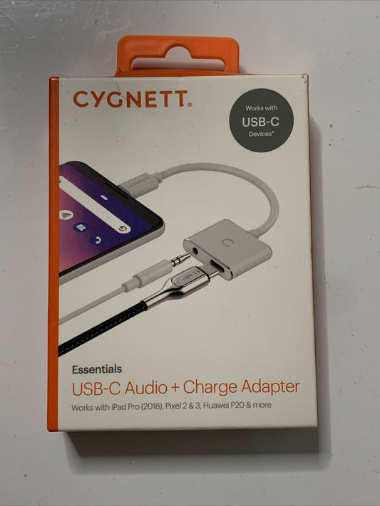Cygnett Essentials USB-C Audio 3.5mm Port and Charger Adapter Adapter NEW