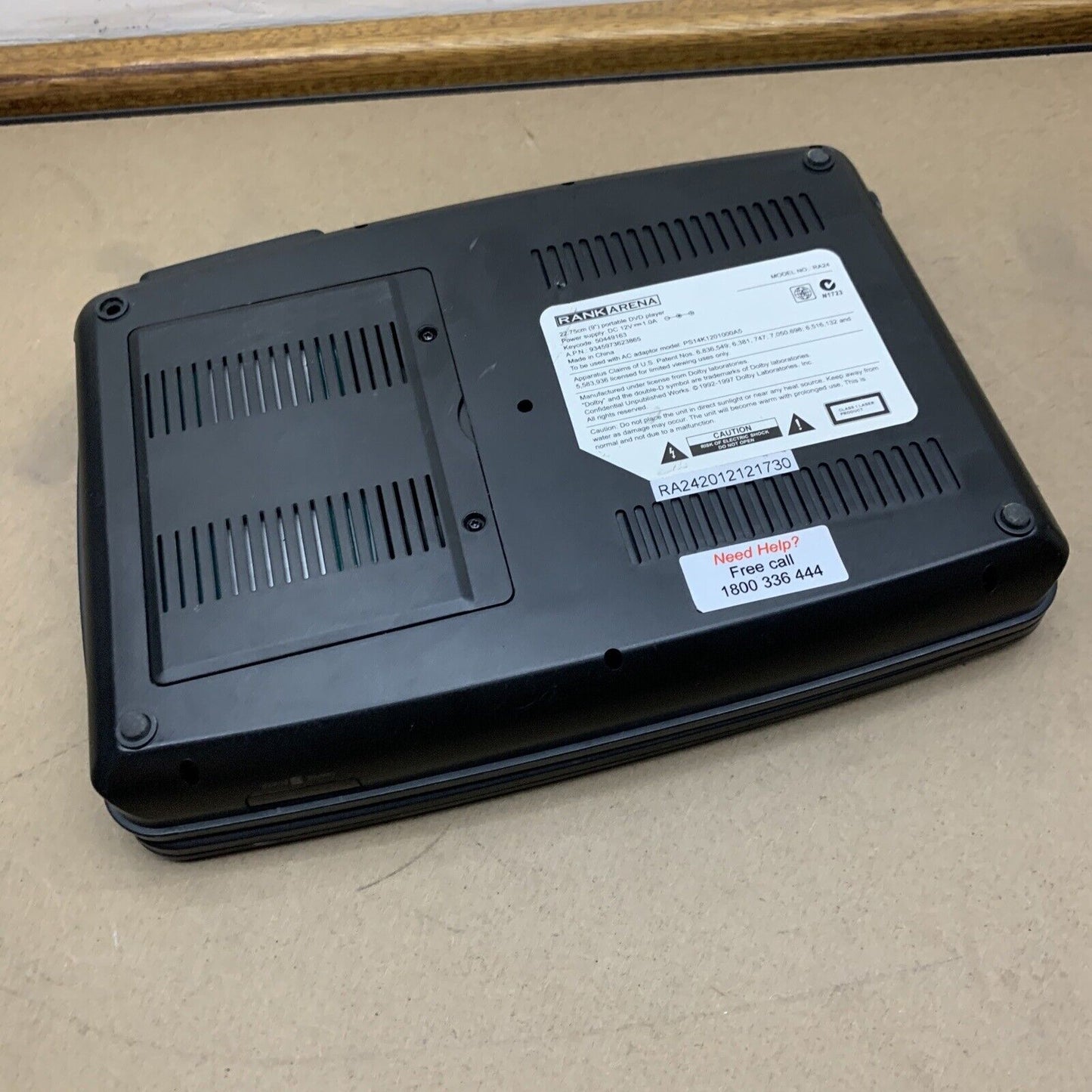 Rank Arena 9" Portable DVD Player RA24 *Working But No Sound For Parts Repair