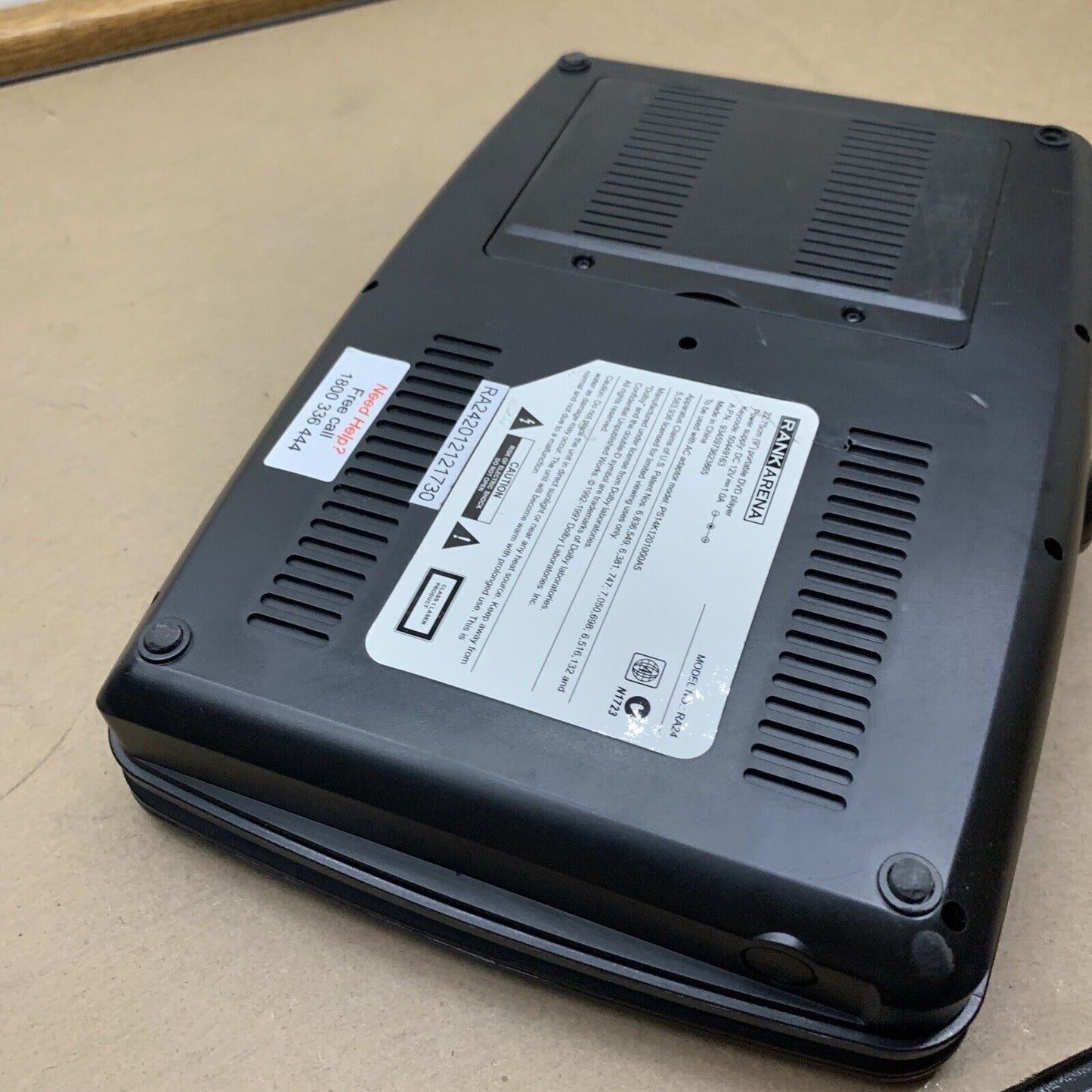 Rank Arena 9" Portable DVD Player RA24 *Working But No Sound For Parts Repair