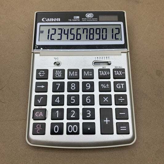 Canon 12 Digit Tax Calculator Solar Powered TS-1200G *Missing Battery Lid
