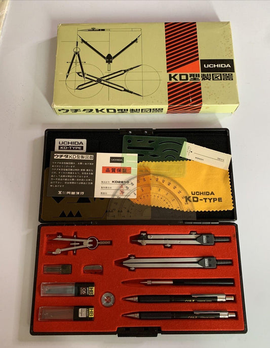Uchida KD Type KD2810 Precision Drawing Instrument Drafting Compass Set Japan