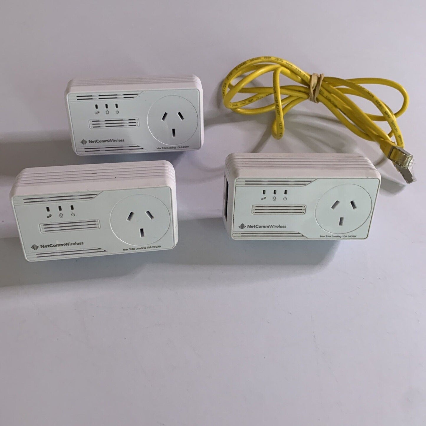 3x NetComm Wireless NP505 Powerline Adapter With AC Pass-Through