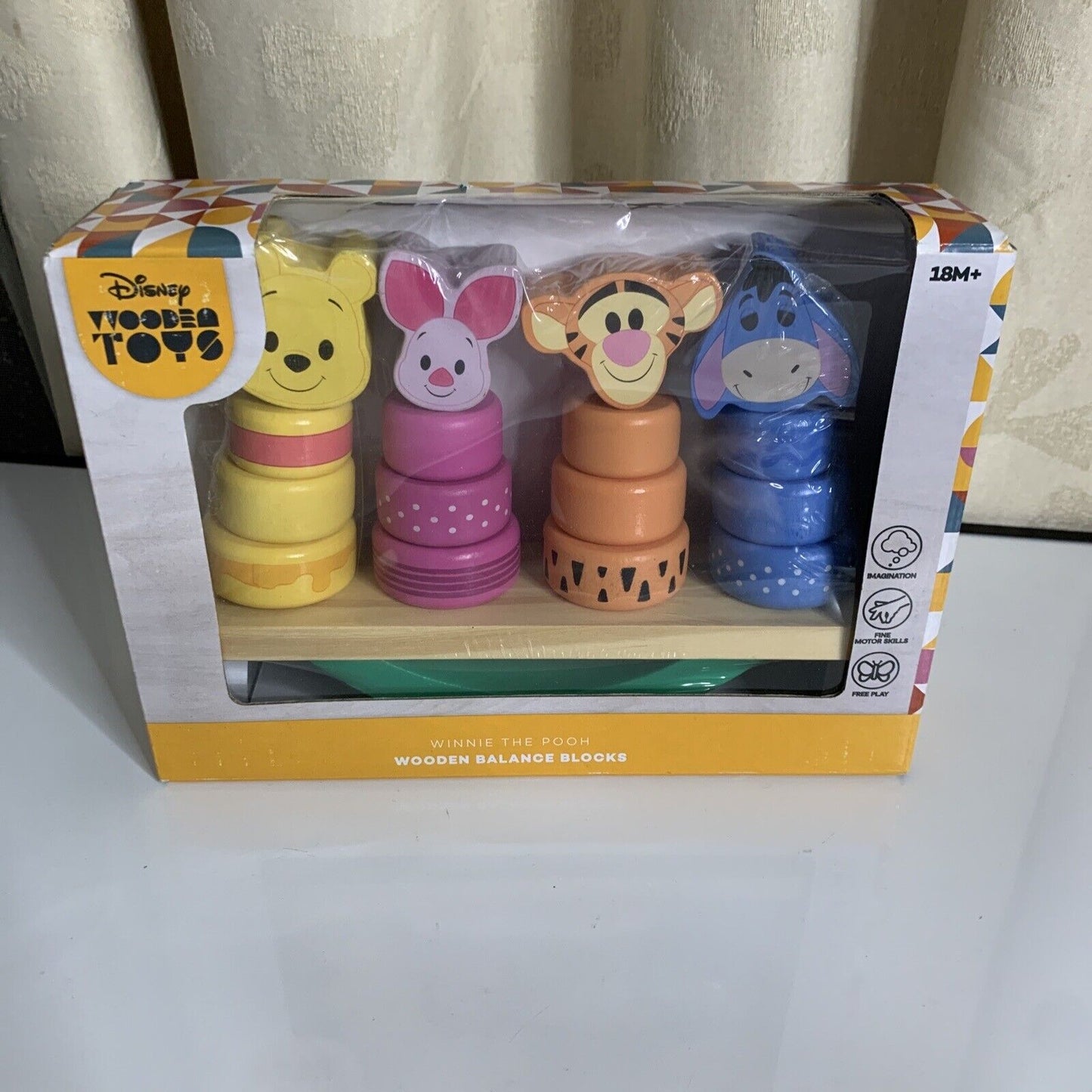 Disney Winnie The Pooh Wooden Learning Balance Blocks Fine Motor Skills NEW