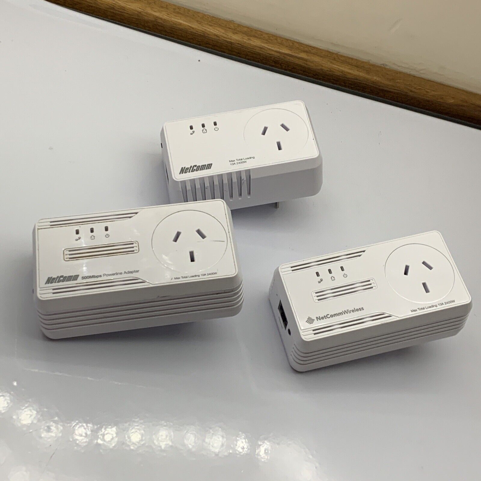 3x NetComm Wireless Powerline Adapter With AC Pass-Through NP504 NP205 ...