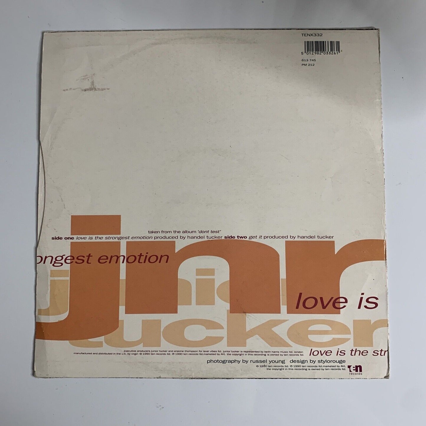 Junior Tucker - Love Is The Strongest Emotion 12" Vinyl 45 RPM Record 1990