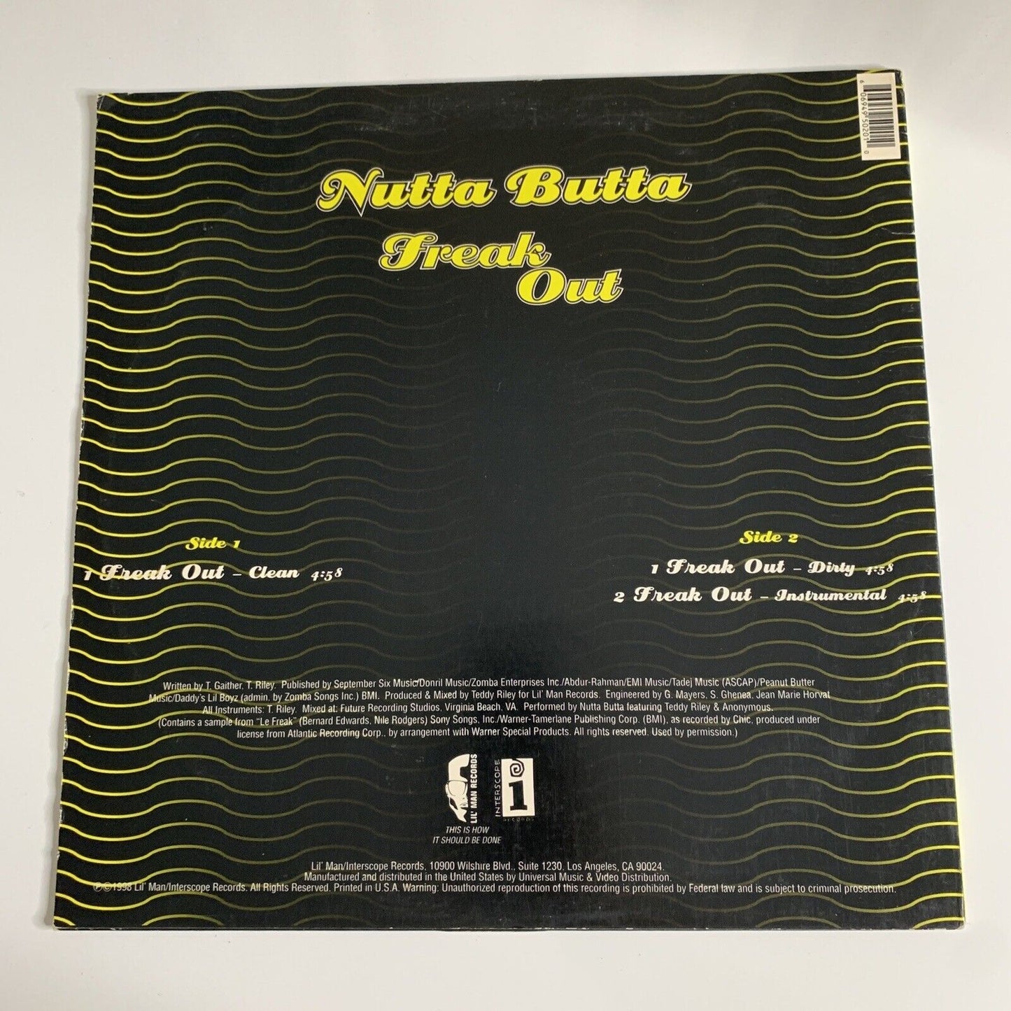 Nutta Butta Featuring Teddy Riley And Anonymous 12" Vinyl Record 1998