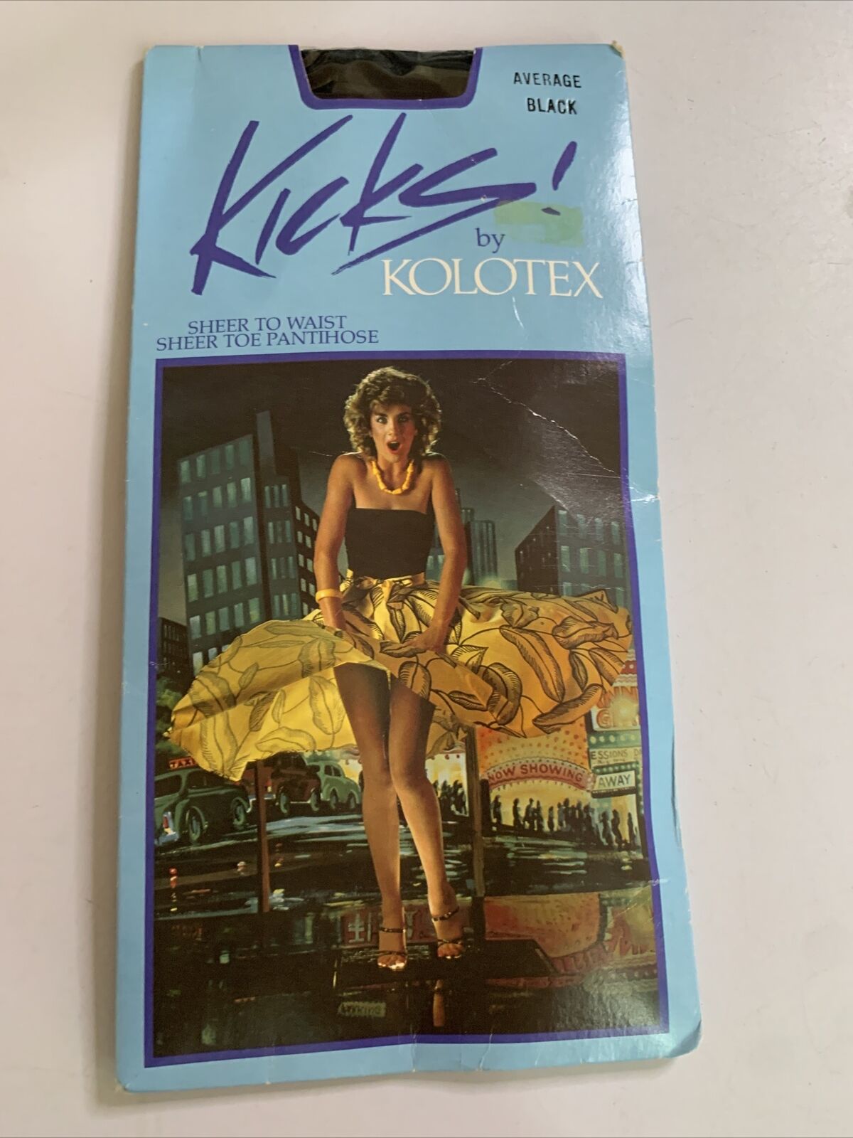 Kicks Kolotex Sheer To Waist Pantyhose Average Black Vintage NEW