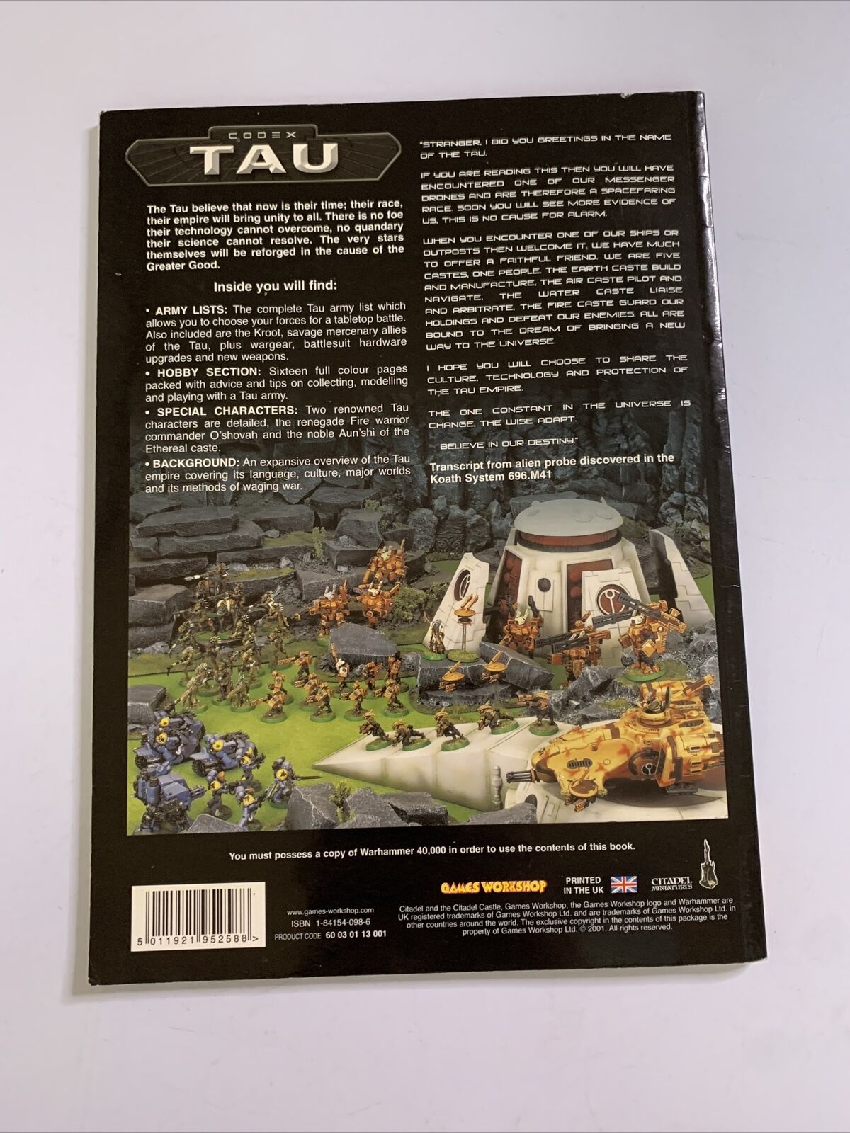 Tau Codex Warhammer 40k Book Year 2001 Edition