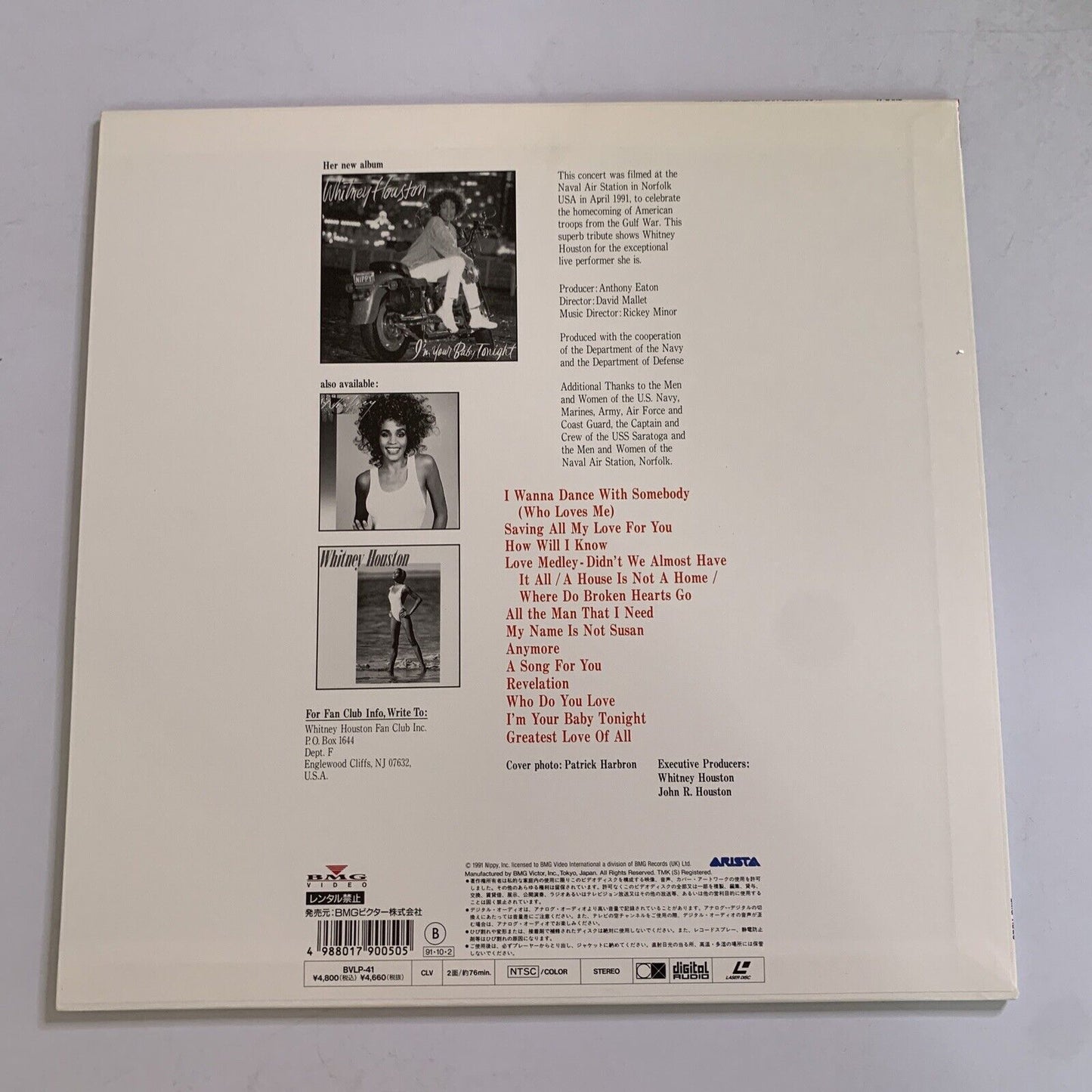Whitney Houston Live In Concert (Laserdisc LD, 1991) NTSC