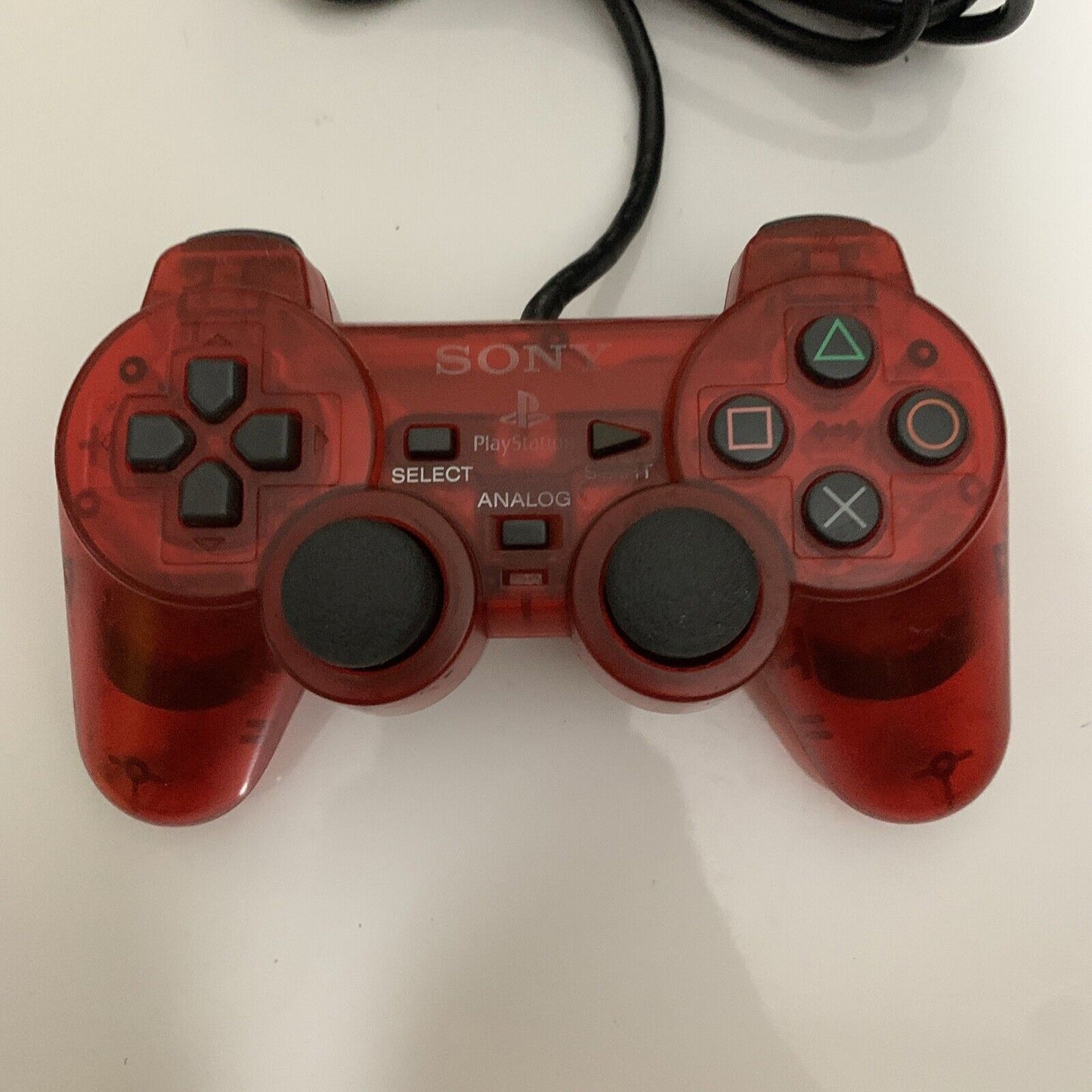 Official Sony Playstation 2 Dual Shock PS2 Controller Red Transparent - Tested