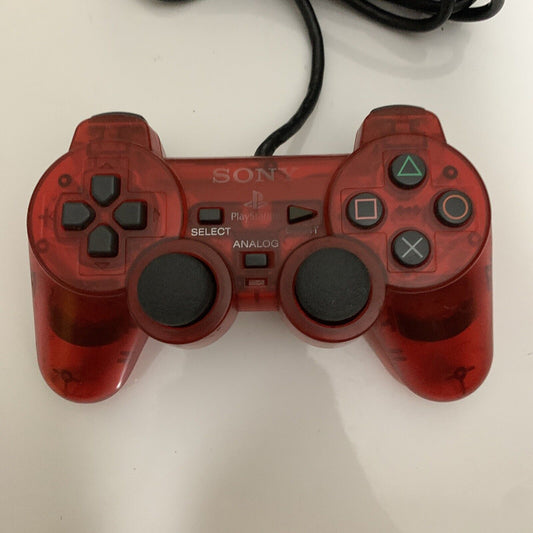 Official Sony Playstation 2 Dual Shock PS2 Controller Red Transparent - Tested