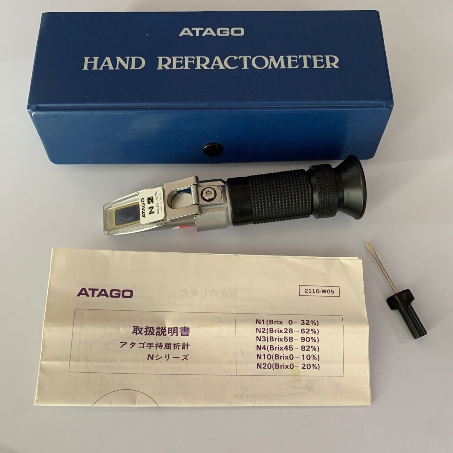 Atago Hand Refractometer N2 Brix 28-62%  Made in Japan