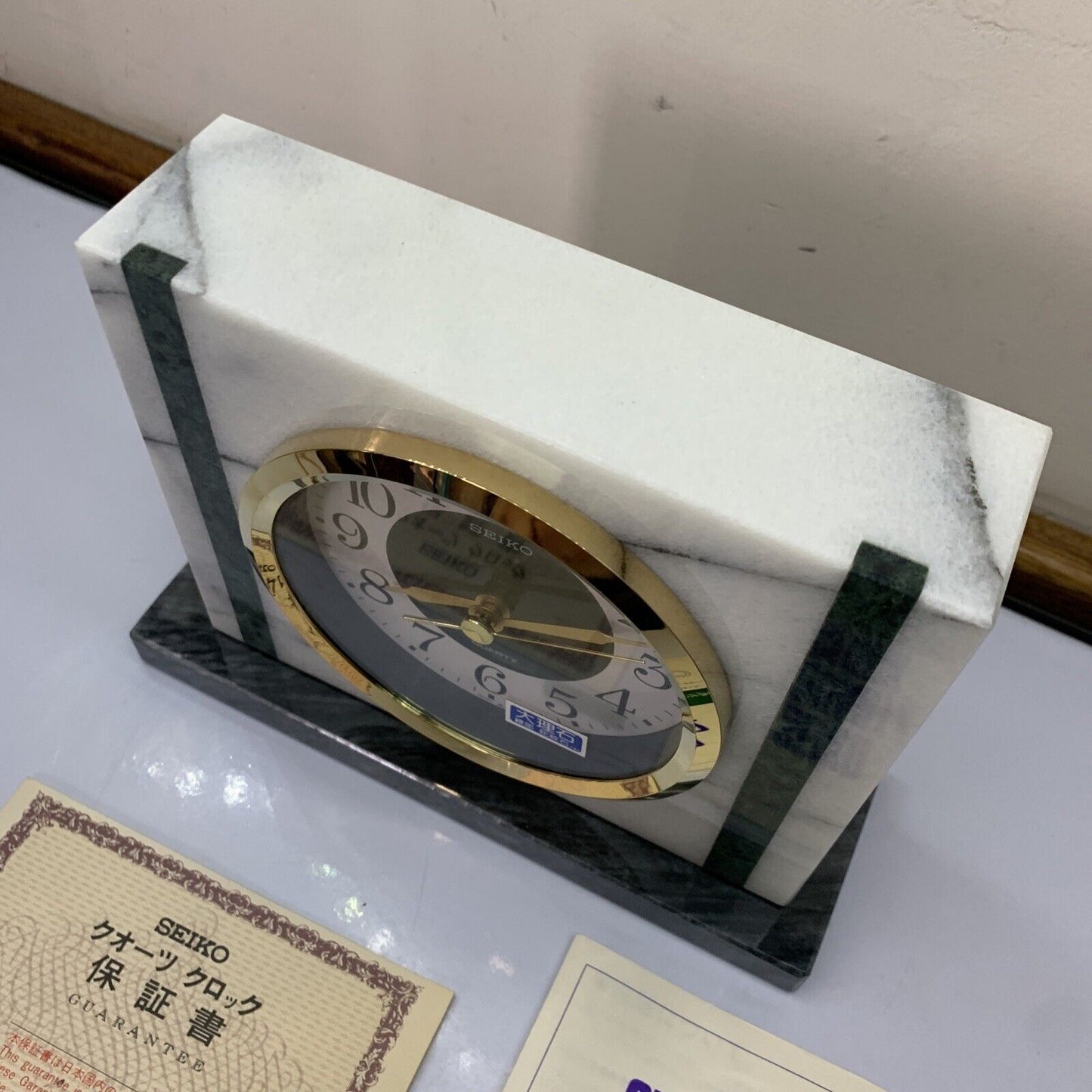 SEIKO Quartz Marble Clock QZ 341W Genuine Made in Japan